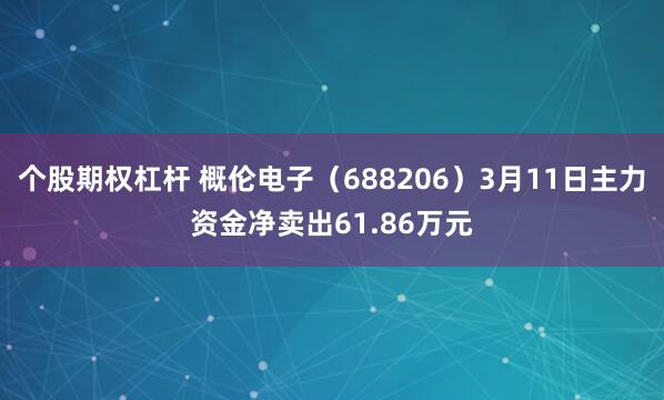 个股期权杠杆 概伦电子（688206）3月11日主力资金净卖出61.86万元