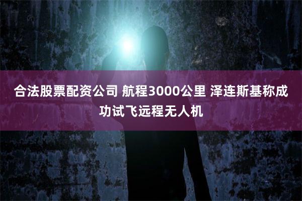 合法股票配资公司 航程3000公里 泽连斯基称成功试飞远程无人机