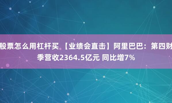 股票怎么用杠杆买 【业绩会直击】阿里巴巴：第四财季营收2364.5亿元 同比增7%