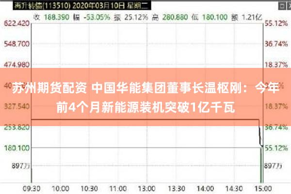 苏州期货配资 中国华能集团董事长温枢刚：今年前4个月新能源装机突破1亿千瓦